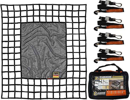 Gladiator Cargo GearSafetyWeb Cargo Net - Heavy Duty, Truck Bed Organizer- Bed Cover-tie Down-Adjustable- Trailers, Camping-Large (LSW-100) 8.75' x 10'