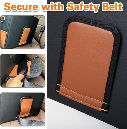 Noaman Car Organizer - 2025 Upgraded Leather Car Storage Organizer for Front Back Seat or Floor with 3 Metal Handles 6 Apartments, Multipurpose Car Organizers and Storage Black.