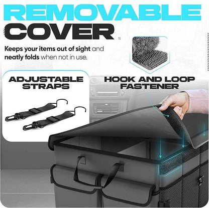 FORTEM Trunk Organizer with Cooler For SUV Car Trunk, Foldable Storage, Car Accessories for Women Men, Collapsible Bag, Perfect Christmas Gifts, 600D Oxford, Non Slip Bottom, Straps, Soft Cover (105L)