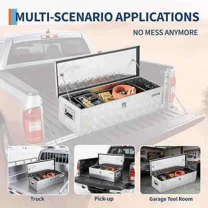 Garvee 30 Inch Aluminum Truck Bed Tool Box - Heavy Duty Diamond Plate Tool Chest with Lock and Keys | Storage Organizer for Pickup Trucks, RV, Trailers | Side Handles, 30 x 13 x 9.6 Inches, Silver