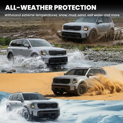 LASFIT Floor Mats & Backrest Mats & Cargo Mat for Kia Telluride 2025 2024 2023 2022 2021 2020, All Weather TPE Custom Fit Floor Liners with Full Set Car Mats & Trunk Mats Accessories, Black