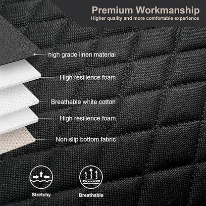 West Llama Linen Car Seat Covers,Bottom Seat Covers for Cars Include 1 Pair Front Driver Seat Pad Mat and 1 Rear Bench Cover Universal Fits 90% Vehicles,SUVs,Cars,Sedans(3Piece-Black)