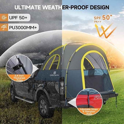 Truck Bed Tent 6.4' ~ 6.7' Easy Set Up Umburato Pickup Truck Tents for Camping, Waterproof PU3000mm Canopy for Truck Camper, Portable, Spacious for 2 Person Blue
