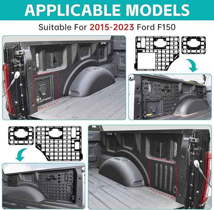 Side Truck Bed Molle Panel Rack System Compatible with 2015-2023 Ford F150 Accessories 5.5FT Cargo Storage Organizer Tools Rack Fit for 2015-2023 F-150 Accessories