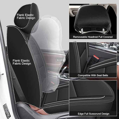 YORKNEIC Front Set Seat Covers Fit for Ford Flex 2011-2019: Faux Leather Car Seat Covers - Waterproof Car Seat Protector(Black)