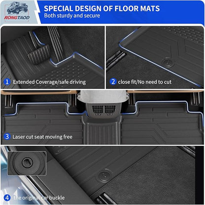 Rongtaod Floor Mats Compatible with 2020-2025 Kia Telluride 7 Seats (Not for 2027) Cargo Liner Back Seat Cover Kick Mat 2024 Telluride Accessories (Floor Mats+Trunk Mat+2nd&3rd Row Backrest Mat)