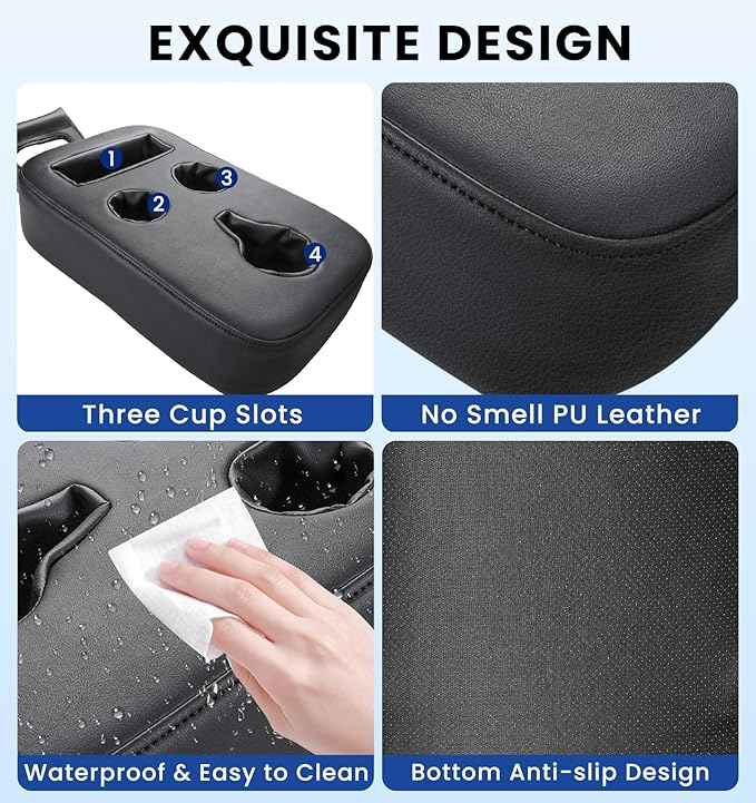 Car Cup Holder, Back Seat Cup Holder for Car, PU Leather Couch Sofa Bed Cup Holder Expander Tray, Boat Tray, Organizer for Trucks, Minivans, SUVs, RVs, Vehicles, Holds Drinks, Remote, Snacks