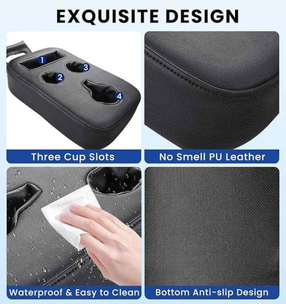 Car Cup Holder, Back Seat Cup Holder for Car, PU Leather Couch Sofa Bed Cup Holder Expander Tray, Boat Tray, Organizer for Trucks, Minivans, SUVs, RVs, Vehicles, Holds Drinks, Remote, Snacks