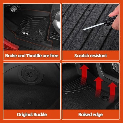 Custom Fit Floor Mats for Ford Bronco Sport 2021-2025 2026 (Not for Bronco or 4 Door), All Weather TPE Floor Liners with Trunk Mat & Backrest Protectors, Odorless Full Set Interior Accessories