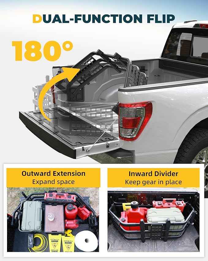 Truck Bed Extender Fit for Ford F-150 2021-2026, Dodge Ram 1500 2019-2026, Toyota Tundra 2007-2026, Upgraded Tailgate Extender with MOLLE Panel