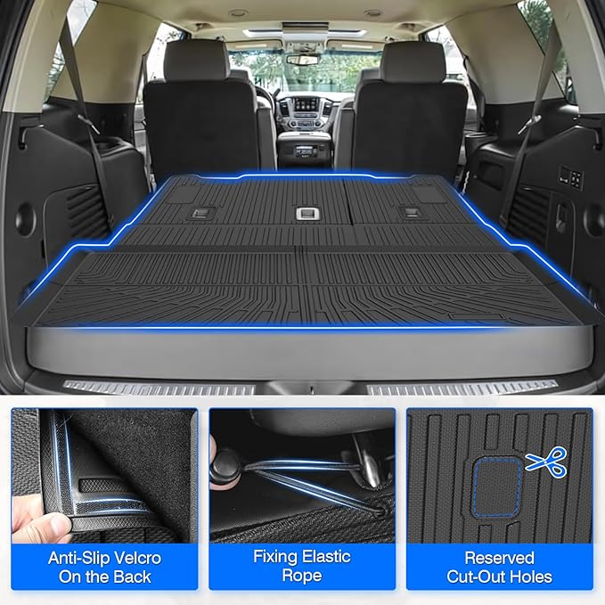 Floor Mats for 2015-2020 Chevy/Chevrolet Suburban & GMC Yukon XL 7 Seats, All Weather Cargo Liner for Suburban Accessories, Heavy Duty TPE Cargo Mats, Car Accessories