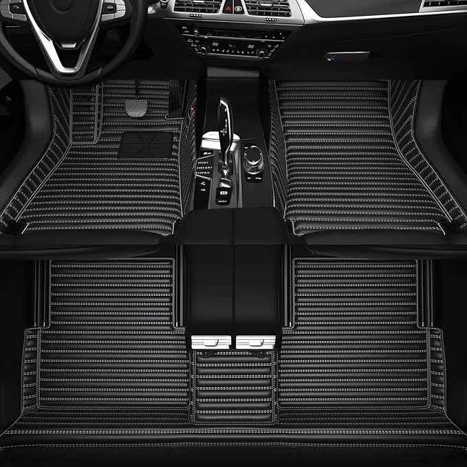 Customized Personalized car Floor MATS Luxury Full-Body car Floor mats are Suitable for 99% of Vehicle Models (Pickup Trucks/SUVs/sedans) and Offer Personalized Text Customization (White=Black)