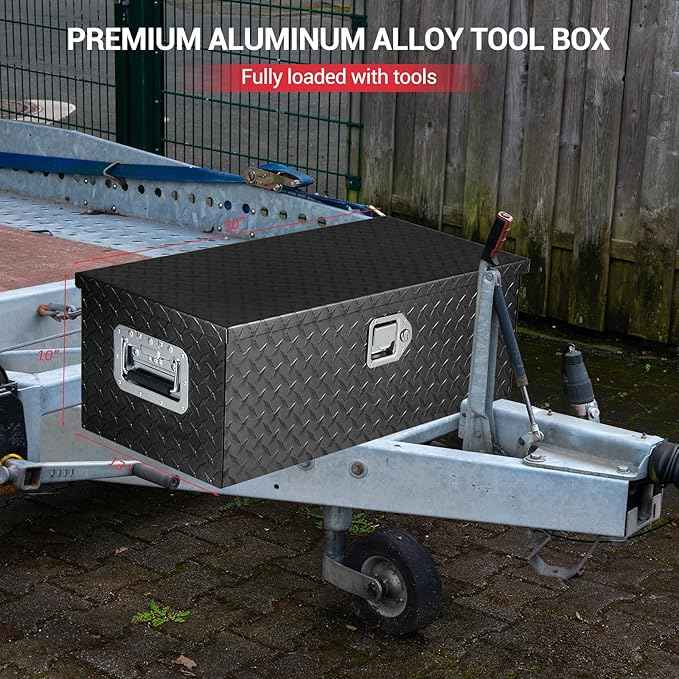 Garvee 30 Inch Truck Bed Tool Box, Heavy Duty Aluminum Pickup Tool Chest with Sliding Shelf, Waterproof & Rust-Resistant Storage Organizer for Truck, RV, Trailer, Black