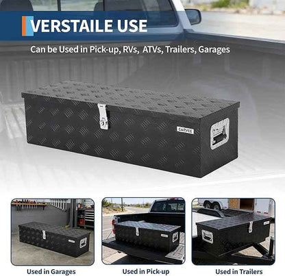 Garvee 39 Inch Aluminum Truck Bed Tool Box - Heavy Duty Diamond Plate Tool Chest with Lock and Keys | Storage Organizer for Pickup Trucks, RV, Trailers | Side Handles, 39 x 13 x 10 Inches, Black