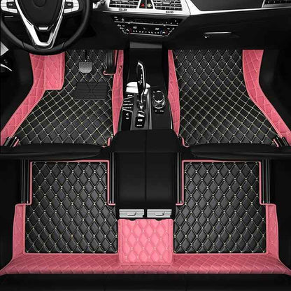Customized Personalized car Floor MATS Luxury Full-Body car Floor mats are Suitable for 99% of Vehicle Models (Pickup Trucks/SUVs/sedans) and Offer Personalized Text Customization (Pink-Black)