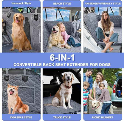 Dog Car Seat Cover - Hard Bottom with Mesh Window, Fits Back Seat of Trucks & SUVs, Holds 400 lbs, Waterproof