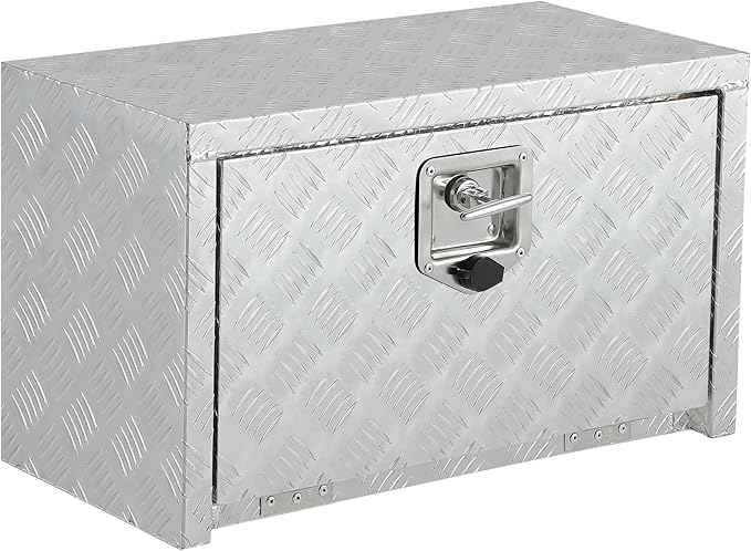 Garvee 24 Inch Heavy Duty Aluminum Tool Underbody Box, Waterproof Square Truck Storage Organizer Chest for Pick Up Truck Bed, Rv Trailer (24 X 12" X 14" - Sliver)