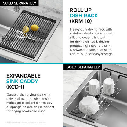 KRAUS Fairlane 15-inch Drop In/Top Mount Single Bowl 18-Gauge Stainless Steel Kitchen Bar Sink, KHT631-15