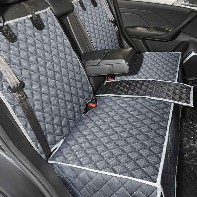 Grey Dog Car Seat Cover for Back Seat X-Large,Non-Stick Fur,Pet-Friendly and Waterproof - Universal Fit Interior Protector for Auto, Van, SUV - Ideal for Kids and Pets (X-Large)