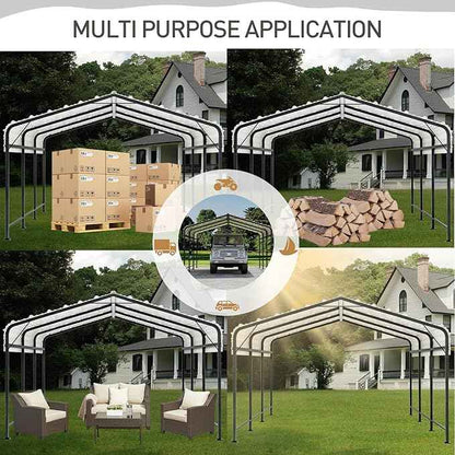 COSIEST 10'x20' Carport with Galvanized Steel Roof, Heavy Duty Metal Carport Canopy, Outdoor Garage Car Shelter Shade for Car, Boats and Truck