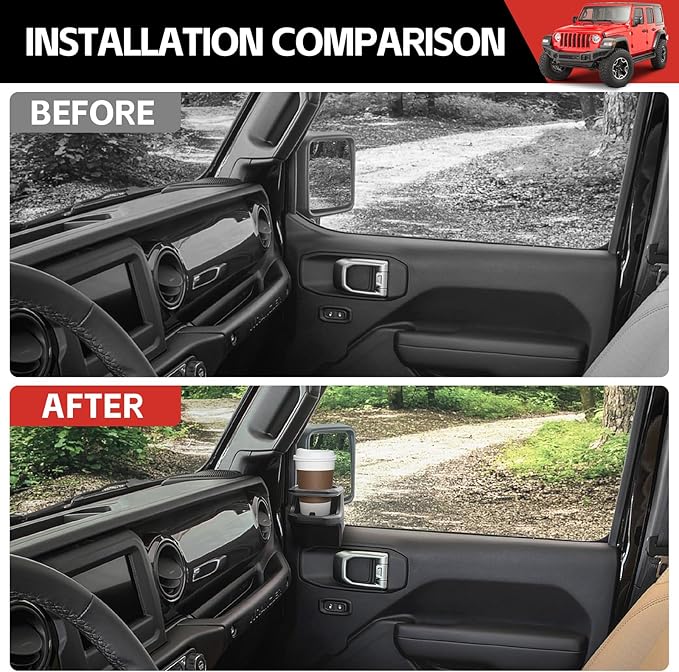 Door Cup Holders Fit for 2018-2024 Jeep Wrangler JL JLU 4XE/Gladiator JT Accessories, Cup Holders for Jeep Gladiator 2020-2024&Jeep Wrangler 2018-2024(Front Row, Right)