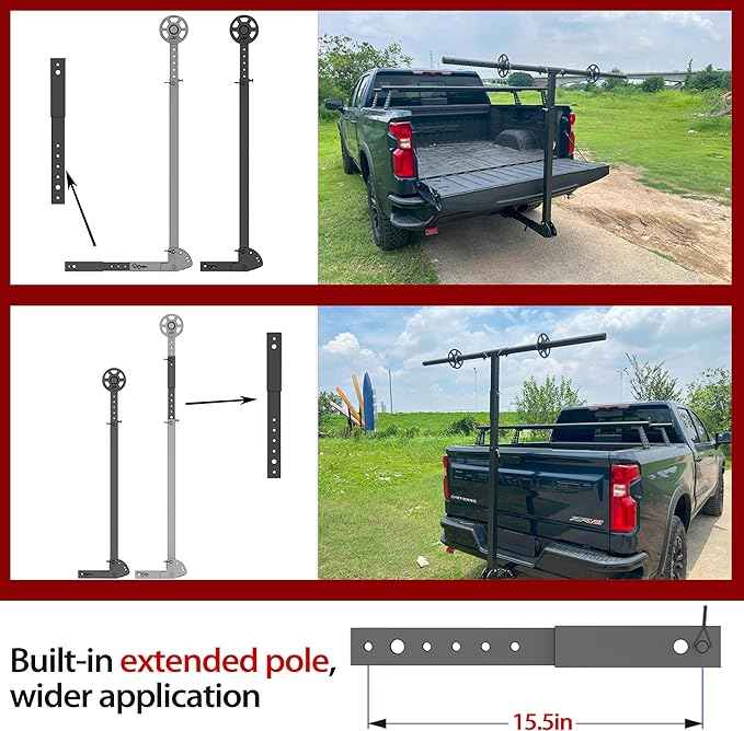 Truck Bed Extenders|4-Position Adjustable Truck & SUV Bed Extender Hitch Mount for Hauling Kayaks Ladders, Lumber & Large Gear |Durable Silver Hammered Scratch-Resistant Design|750lbs Capacity