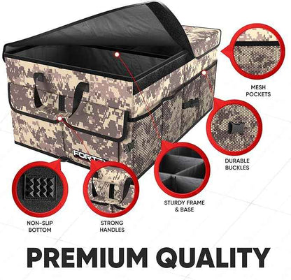 FORTEM Trunk Organizer For SUV Car Trunk Organizer, Foldable Storage, Car Accessories for Women Men, Collapsible Bag, Perfect Christmas Gifts, 600D Oxford, Non Slip Bottom, Straps, Soft Cover (50L)