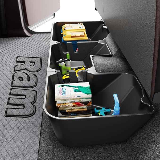 Under Seat Storage Box Compatible with 2019-2026 Dodge Ram 1500 crew cab (New Body Style),Upgraded Rear Truck Underseat Organizer Cargo Box