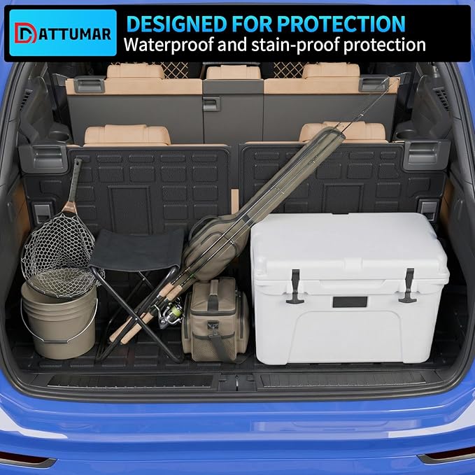 Cargo Mat Compatible with 2010-2024 Toyota 4 Runner 7 Seat Cargo Liner Trunk Mat TPE Back Seat Cover Protector 2023 4Runner Accessories (Fit 7 Seat,Trunk Mat+3rd Row Backrest Mats)