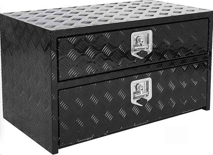 36'' Black Steel Truck Tool Box with Drawer, Heavy Duty Two-Tier Underbody Storage Organizer with Lock and Keys, Waterproof Pickup Truck Bed Toolbox for RV, Trailer, Cargo Equipment, 36" x 18" x 20''