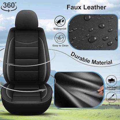 YORKNEIC Front Set Seat Covers Fit for Ford Explorer 2004-2025 2026: Faux Leather Car Seat Covers - Waterproof Car Seat Protector(Black)