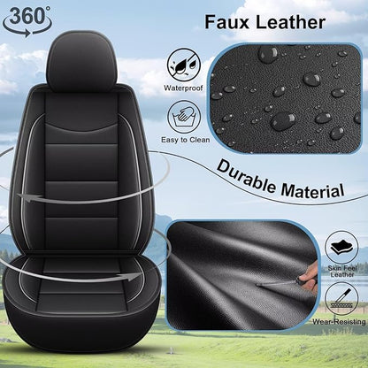 YORKNEIC Full Set Seat Covers Fit for Ford Explorer 2004-2025 2026: Faux Leather Car Seat Covers - Waterproof Car Seat Protector(Black)