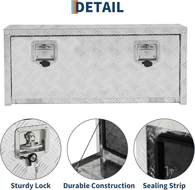 Trailer Tongue Box, Heavy Duty Storage With Lock and Keys, Utility Truck Tool Box Storage Organizer, Tool Chest for Pickup Truck Bed, RV, 36"x12"x14" (36"x12"x14"- Sliver)