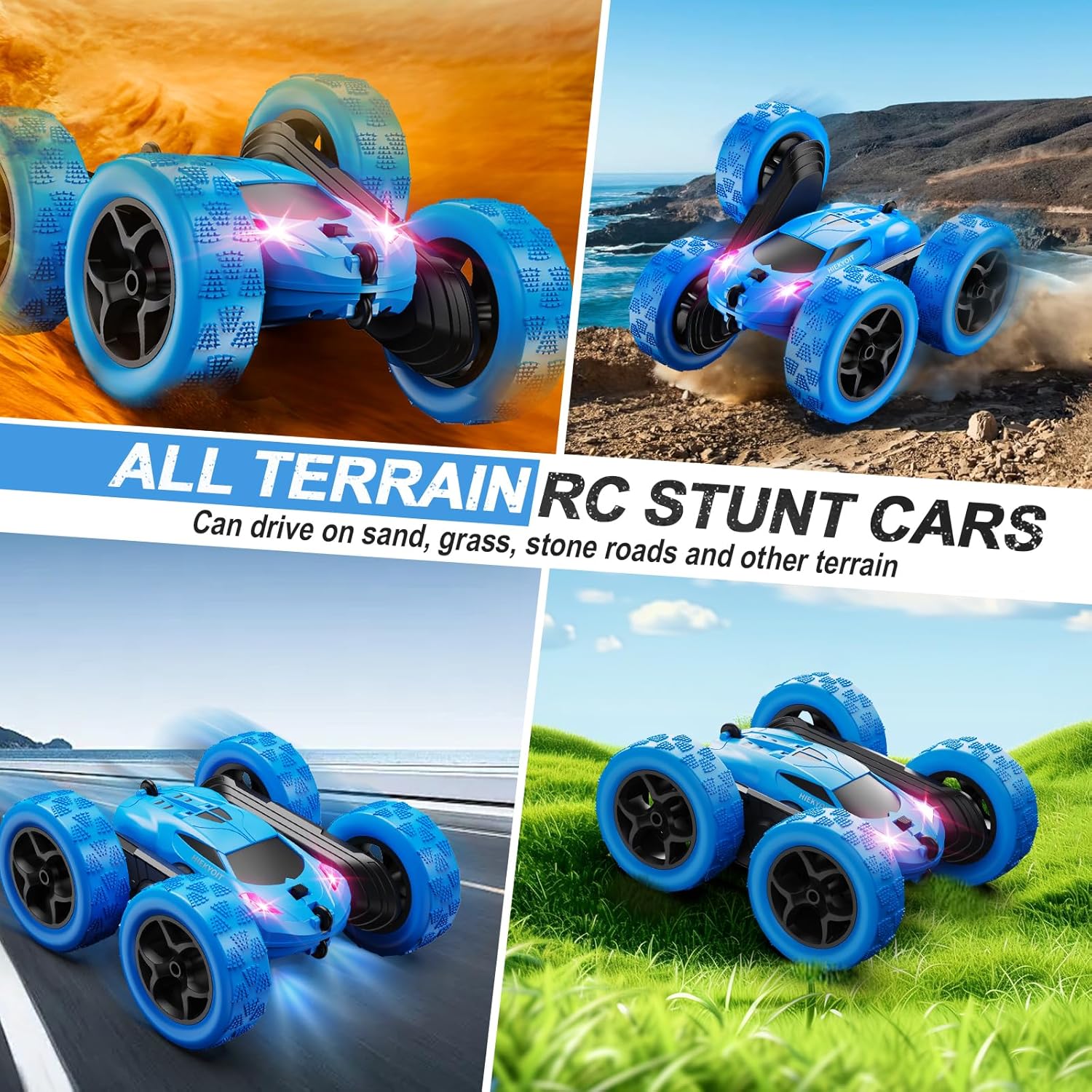 Remote Control Car, RC Cars Toys for 6-12 Year Old Boys, Off Road RC Stunt Car 4WD 360° Rotating Remote Control Cars for Kids, Boys for Birthday, Christmas Blue - AutoBay