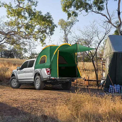 Pickup Truck Tent with Awning Shade,Waterproof PU5000mm Oxford for 5.5-6.3 FT Truck Bed for Camping Travel Outdoor Activities for Chevy Silverado 1500,Ram 1500/Dakota,F150,GMC 1500,Titan,Tundra(Green)