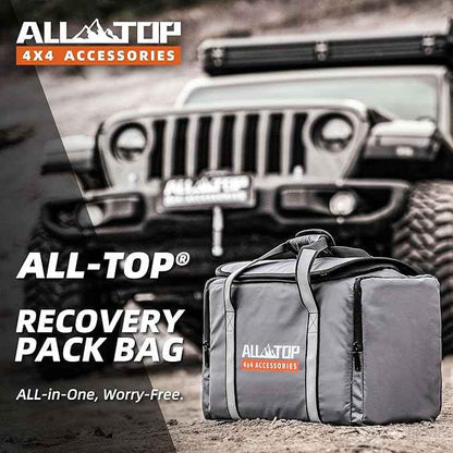 ALL-TOP Recovery Pack Bag, Water-Resist Tool Organizer for Offroad Gear & Overland Equipment, Standing Zippered Waterproof Storage Tote, Gray Empty