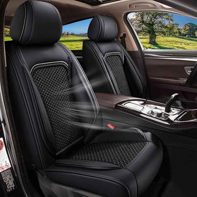 Car Seat Covers Front Seats for Lexus GS 200t/350/450H 2007-2025 2026, Breathable Cooling Ice Silk Leather Car Seat Covers, 2 Seats for Lexus GS 200t/350/450H Accessories (Black)