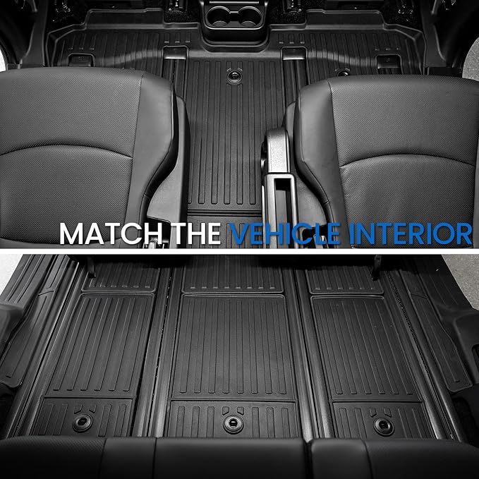 Floor Mats Set for 2021-2025 2026 Toyota Sienna (Only for 7 Seats), All Weather TPE Backrest Mat Trunk Lower Well Mat Cargo Liner Door Sill Guards Accessories (7 Seats Full Mats Set)