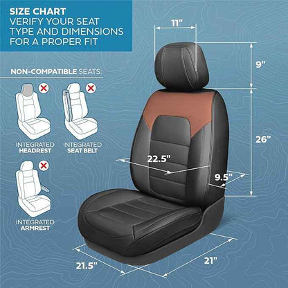 Deluxe Edition Napa Leather Seat Covers Full Set – Black & Brown Car Seat Covers Front Seats and Back Car Seat Protector, Waterproof and Universal Fit for Most Small to Medium Trucks & SUVs
