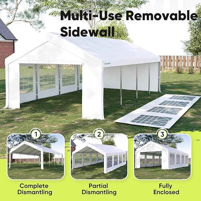 Quictent 10x30 Party Tent Heavy Duty Outdoor Canopy Tent Carport Wedding Event Shelter BBQ Wedding Tents for Parties with Storage Bags(Church)