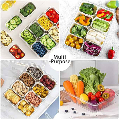 Snack Box Container with Insulated Cooler Bag, Divided Serving Tray with Lid and Handle Beach Essentials, Snackle Box Veggie Fruit Tray with 8 Compartments & 8 Forks & 2 Spoon