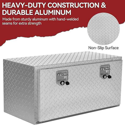 YITAMOTOR 36 Inch Underbody Tool Boxes, Heavy Duty Aluminum Diamond Plate Truck Tool Boxes, Waterproof Chest Storage Organizer for Pick Up Truck Bed, RV Trailer with T-Handle Lock and Keys