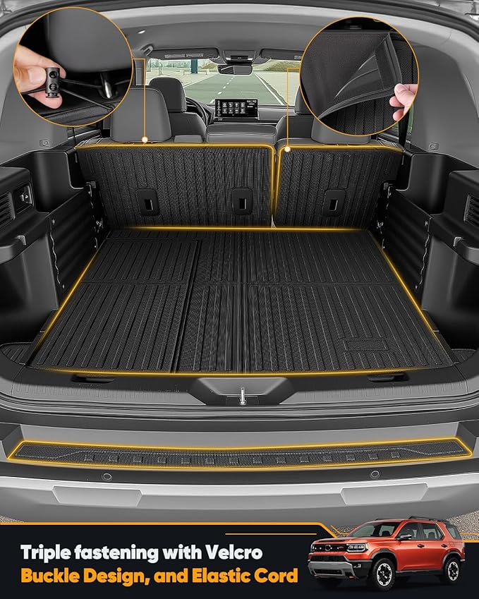 Floor Mats for Honda Passport 2026, Upgrade Custom Fit All Weather Heavy Duty Full Set Floor Protector with TPE Cargo Liner, Door Sill & Seat Back Covers for Car Liner Accessories