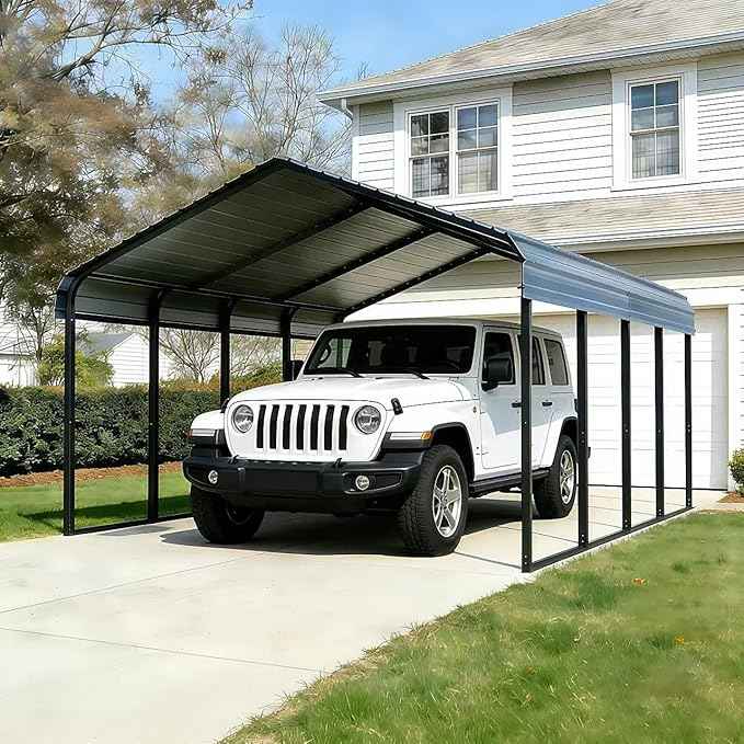 10x20 FT Carport Heavy Duty -Metal Carports for 1 Car All Weather,Garage Kit with Reinforced Frame, Steel Car Canopy Shelter for Outdoor Vehicle Protection