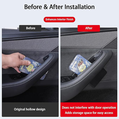 Suitable for Tesla Model Y (Juniper) 2025 / Model 3 (Highland) Door Handle Storage Box Organizer Tray (4-Piece Set Model Y Juniper 2025)