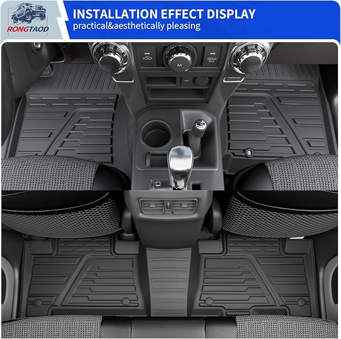 Rongtaod Floor Mats Compatible with 2013-2024 Toyota 4Runner 5 Seats Trunk Mat Cargo Mat Cargo Liner Back Seat Cover Protector 2023 4 Runner Accessories (Set of 8 Mats,Fit Without Sliding Tray)
