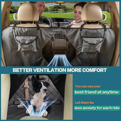 Car Dogs All Covered Back Seat Cover with Mesh Window, Bench and Hammock Combination Detachable Pet Seat Cover Suitable for Most Vehicles (Grey, Standard)