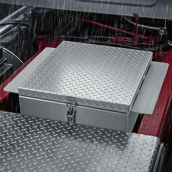 VEVOR Truck Bed Tool Box, Heavy Duty Aluminum Tool Box with Diamond Plate, Storage Toolbox Chest Organizer Supports up to 220 lbs, Ideal for Pickup, Truck Bed, RV, Trailer, 30.3 x 24 x 9 in, Silver