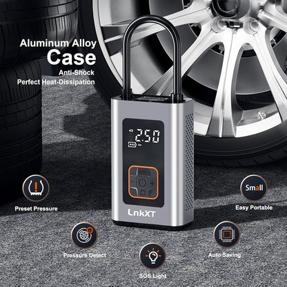 Tire Inflator Portable Air Compressor, 150PSI Cordless Air Pump with Digital Pressure Gauge, Durable Metal Body, Auto Shut-Off and Built-in LED Light,for Car, Motorcycle, Bicycle& Sports Balls
