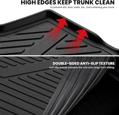 LASFIT Trunk Mat for Honda Accord 2012 2011 2010 2009 2008, All Weather TPE Custom Fit Pet Friendly Easy Clean Trunk Liner Cargo Mat Cargo Liner Accessories, Black